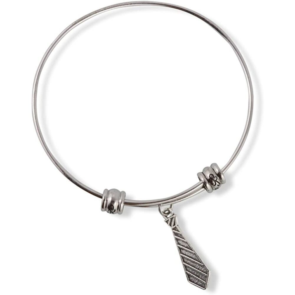 Neck Tie Striped Fancy Bangle Bracelet Jewelry